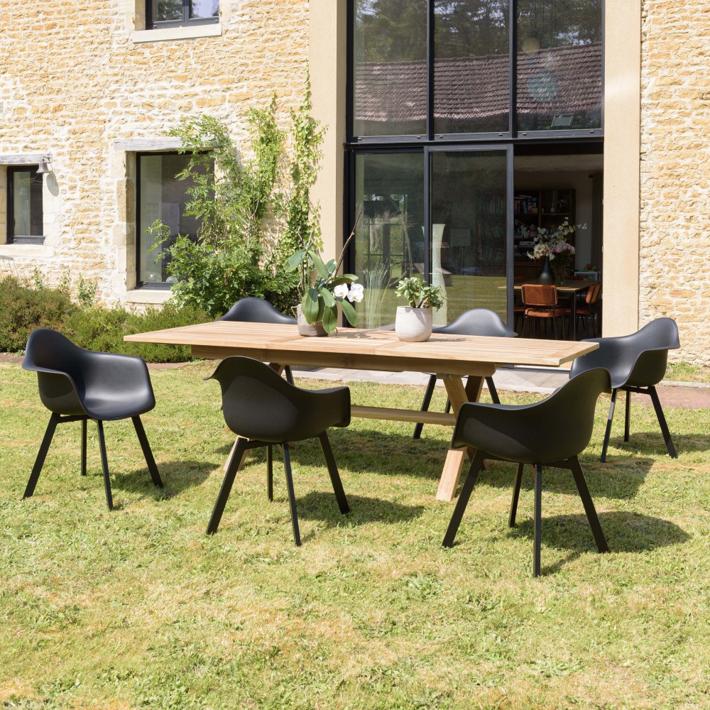 Lot de 6 fauteuils noirs dossier arrondi Lot de 6 fauteuils noirs dossier arrondi