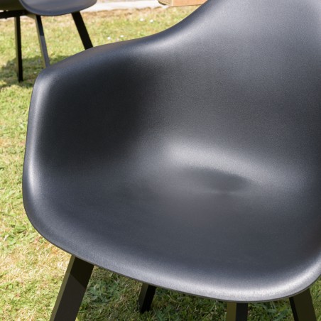Lot de 6 fauteuils noirs dossier arrondi