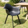 MALO - Set of 6 Black Armchairs with Rounded Backrests