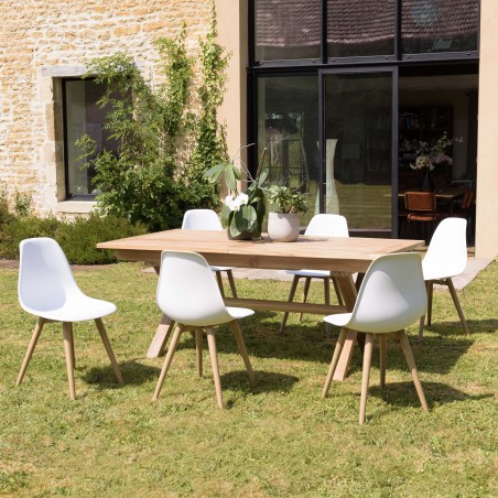 MALO Set of 2 White Chairs with Natural-Coloured Legs - Trendy Garden Furniture