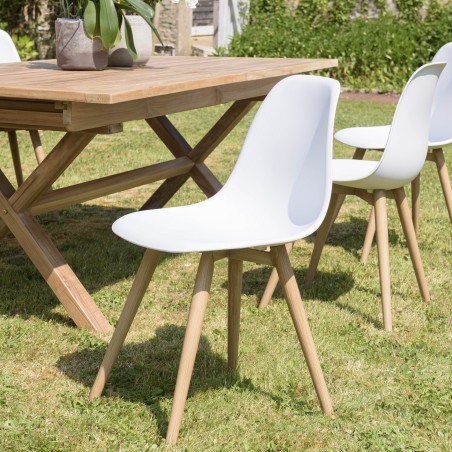 MALO Set of 2 White Chairs with Natural-Coloured Legs - Trendy Garden Furniture