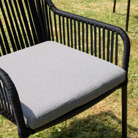 Lot 2 fauteuils MALO cordage noir coussin gris anthracite