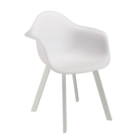 MALO - Set of 6 White Armchairs with Rounded Backrest