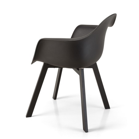MALO - Set of 6 Black Armchairs with Rounded Backrests