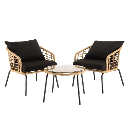 Ensemble MALO - Fauteuils rotin synthétique et table basse ronde
