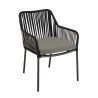 Lot 2 fauteuils MALO cordage noir coussin gris anthracite