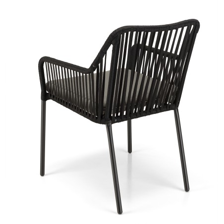 Lot 2 fauteuils MALO cordage noir coussin gris anthracite