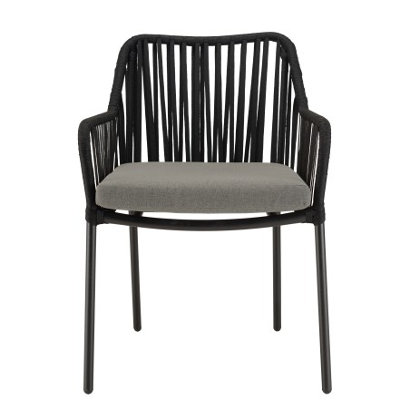 Lot 2 fauteuils MALO cordage noir coussin gris anthracite
