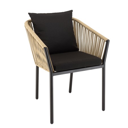 Lot de 6 fauteuils en cordage - Naturel et noir