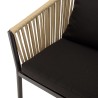 MALO - Set of 6 Natural Rope Chairs with Black Cushions