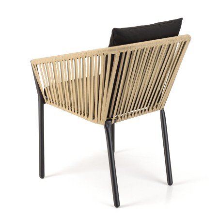 Lot de 6 fauteuils en cordage - Naturel et noir