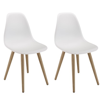 MALO Set of 2 White Chairs with Natural-Coloured Legs - Trendy Garden Furniture