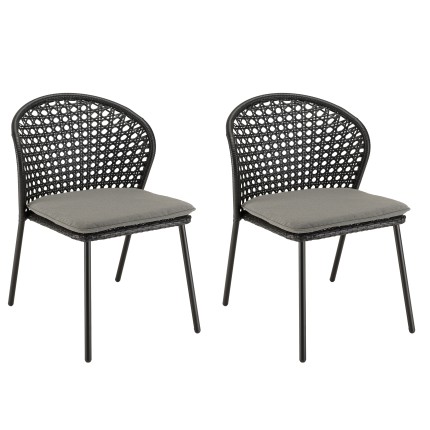 Lot de 2 chaises MALO rotin synthétique noir