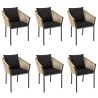 Lot de 6 fauteuils en cordage - Naturel et noir