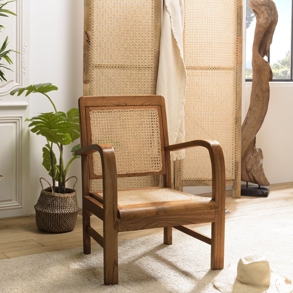 DAK Mindi Armchair with Dark Wood Cane Seat DAK Mindi Armchair with Dark Wood Cane Seat