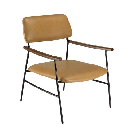 Fauteuil vintage OCTAVE en cuir et métal noir