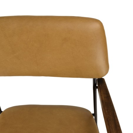 Fauteuil vintage OCTAVE en cuir et métal noir
