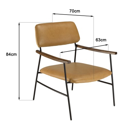 Fauteuil vintage OCTAVE en cuir et métal noir