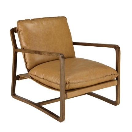 OCTAVE Vintage Cognac Brown Leather Reclining Armchair