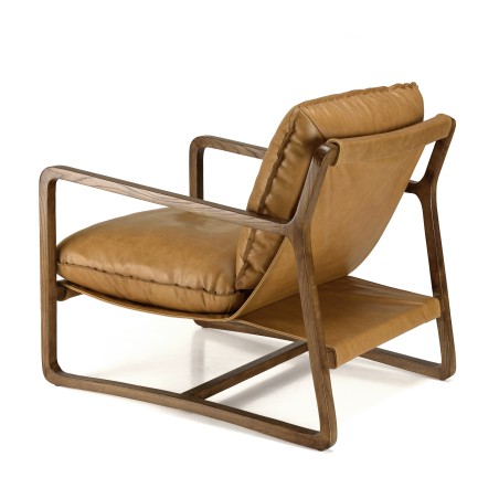 Fauteuil incliné vintage OCTAVE en cuir marron cognac