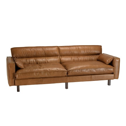 OCTAVE Vintage 3-Seater Sofa in Camel Brown Leather