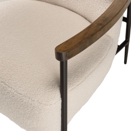 OCTAVE Armchair - Ecru Bouclé Fabric with Metal Frame