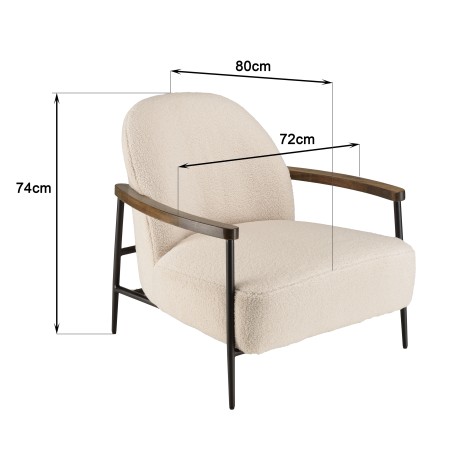 OCTAVE Armchair - Ecru Bouclé Fabric with Metal Frame