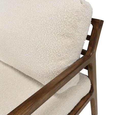 Fauteuil OCTAVE en tissu écru et bois