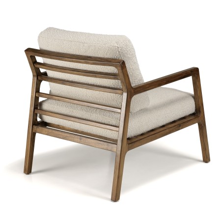 Fauteuil OCTAVE en tissu écru et bois