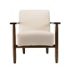 OCTAVE Armchair in Ecru Bouclé Fabric - Wooden Frame and Armrests