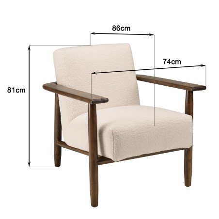 Fauteuil OCTAVE en tissu bouclette écru