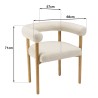 OCTAVE Chair in Ecru Fabric with Rounded Backrest and Wooden Legs
