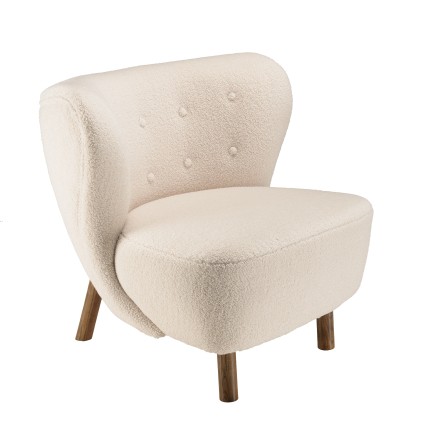 Fauteuil OCTAVE en tissu bouclette écru
