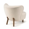Fauteuil avec pieds en bois en tissu bouclette écru - GASTON