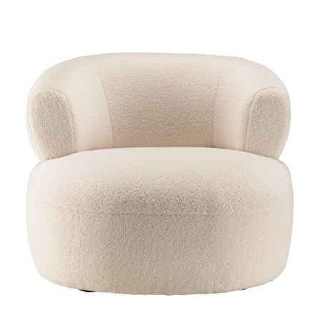 Fauteuil arrondie en tissu bouclette écru - GASTON