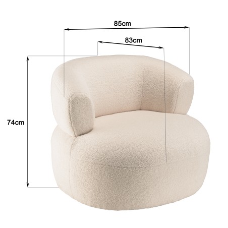 Fauteuil OCTAVE en tissu bouclette écru