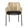 MALO 2-Person Garden Set - Square Table 70x70cm - Beige and Black Armchairs