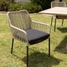 MALO - Set of 2 Natural-Coloured Rope Armchairs with Black Seat Cushions