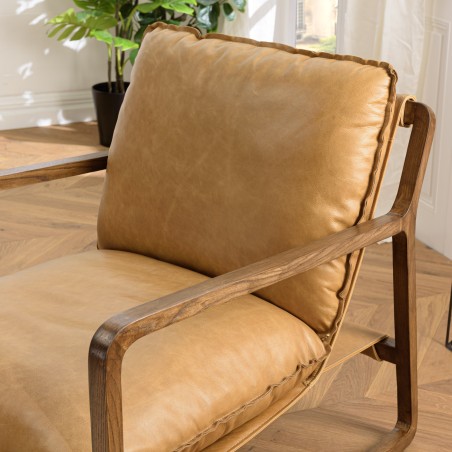 OCTAVE Vintage Cognac Brown Leather Reclining Armchair