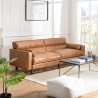 Canapé 3 places vintage en cuir marron camel OCTAVE