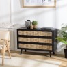 ANGELO Black Chest of Drawers with Natural Cane Finish