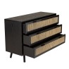 ANGELO Black Chest of Drawers with Natural Cane Finish