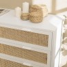 Commode blanche SMANDY 3 tiroirs cannage naturel