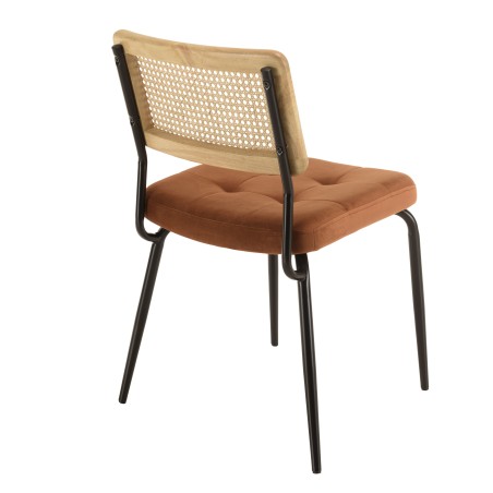 Lot de 2 chaises AGATHE métal noir velours orange