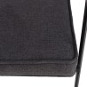 Fauteuil AGATHE - Métal noir, assise tissu gris foncé, dossier rotin