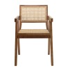 AGATHE Dark Rubberwood Armchair with Natural Rattan Backrest - Rustic Charm