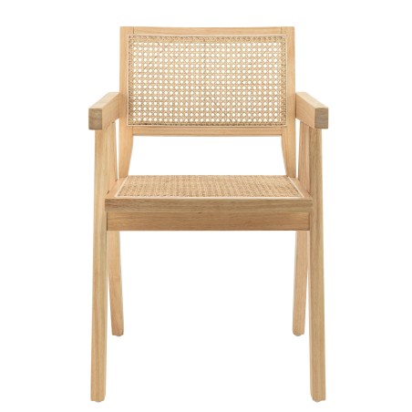 Fauteuil en bois d'Hévéa AGATHE - Rotin naturel
