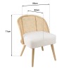 Chaise basse AGATHE en hévéa - Assise tissu bouclette blanc