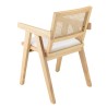 Fauteuil AGATHE bois d'hévéa assise tissu blanc