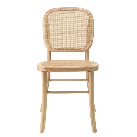 Chaise AGATHE en bois d'hévéa et rotin naturel